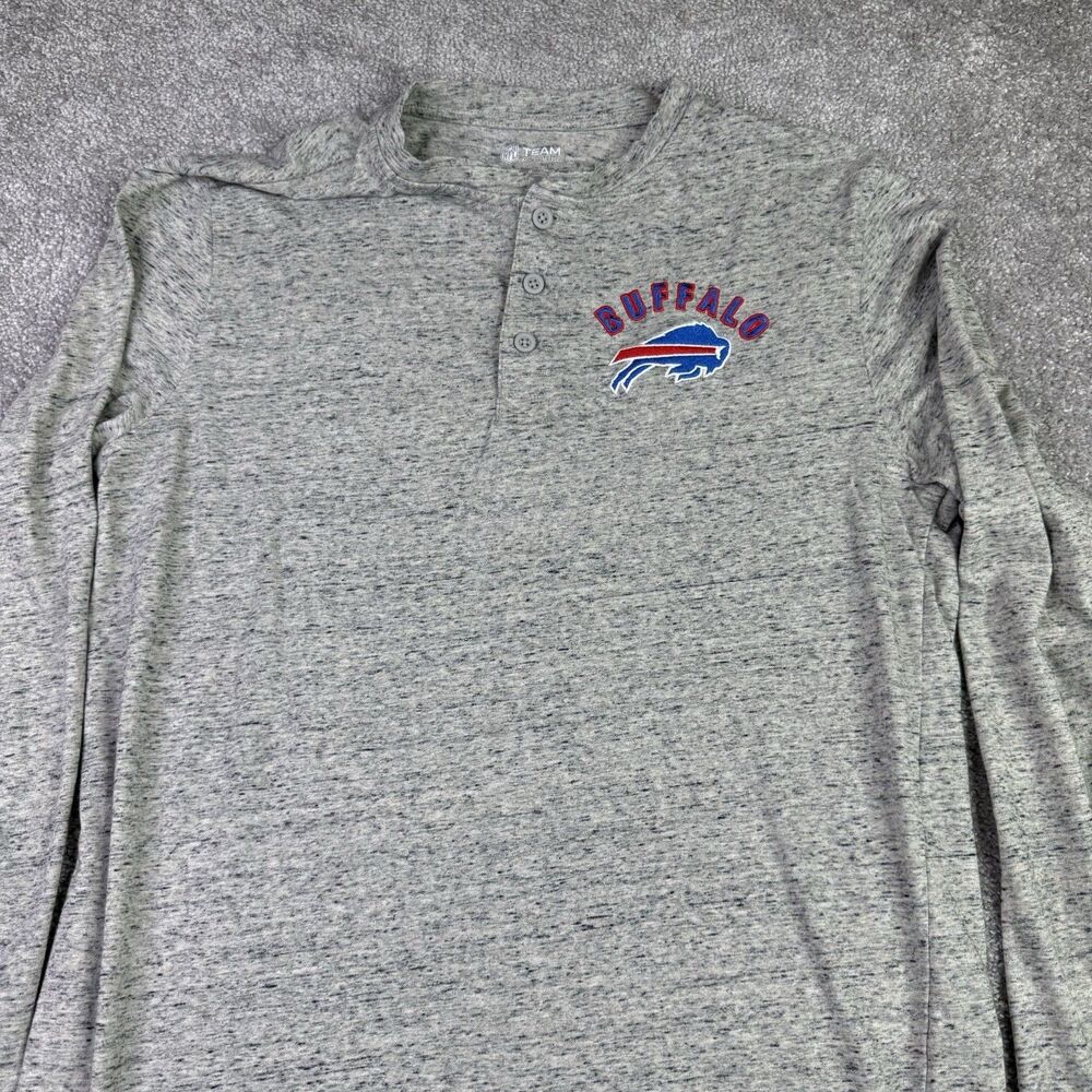 Buffalo Bills NFL Apparel Shirt Men’s Large Gray Long Sleeve Henley